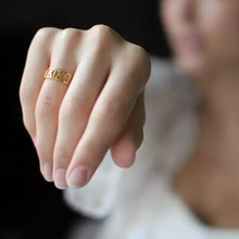Load image into Gallery viewer, Carved letter personalised ring
