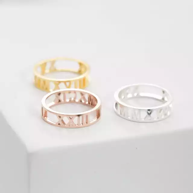 Carved letter personalised ring