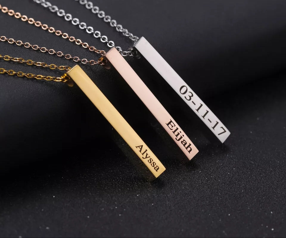 Personalised 3d bar necklace