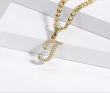 Load image into Gallery viewer, Cuban chain initial necklace
