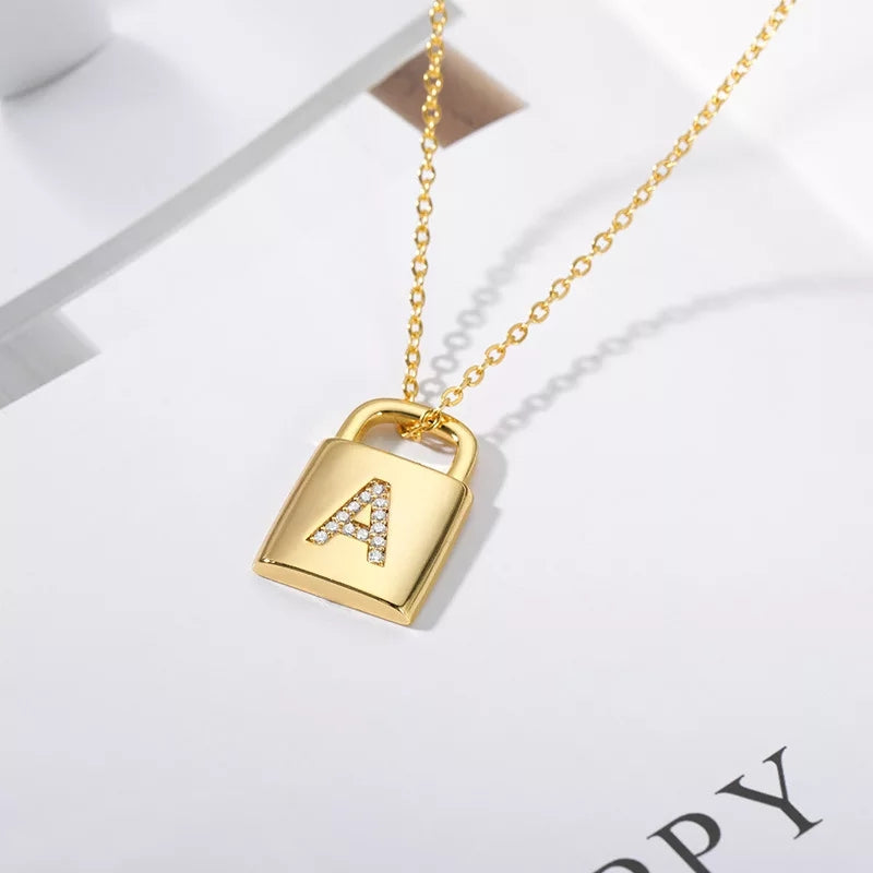 Luxe personalised initial lock necklace